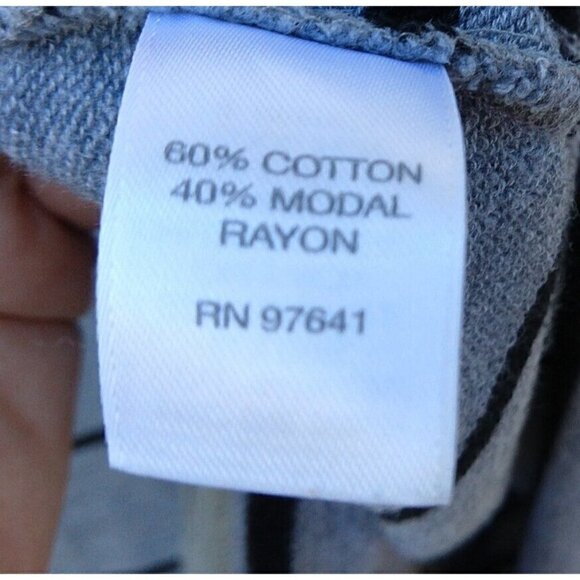 J Jill Gray Striped Terry Knit Swing Dress Size M Long Sleeve Pockets Shift - Picture 8 of 9